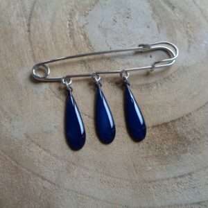 Broche-épingle goutte bleu nuit