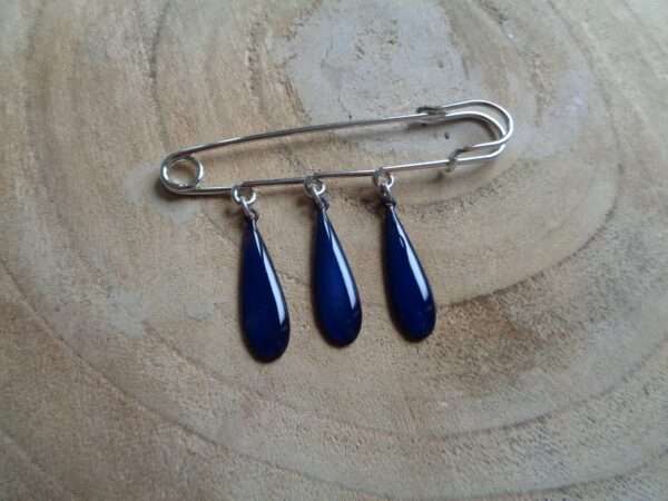 Broche-épingle goutte bleu nuit