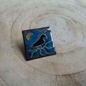 Broche "L'oiseau noir sur sa branche"