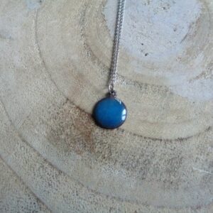 Pendentif petit rond bleu turquoise