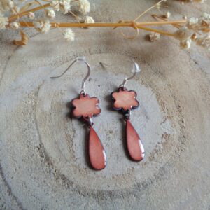 Boucles d'oreilles fleurs et goutte