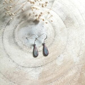 Boucles d'oreilles petite goutte gris bleuté