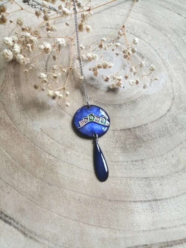 Pendentif rond avec goutte "Couleurs urbaines"