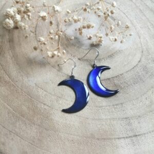 Boucles d'oreilles croissant de lune bleu nuit