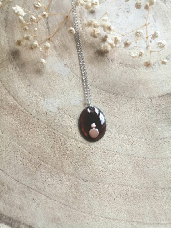 Pendentif petit ovale marron "Les cuivrés" (-40%)