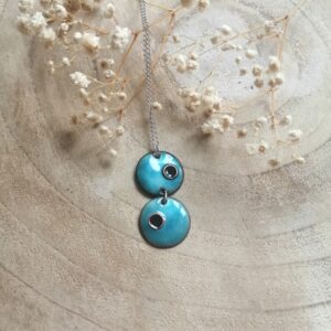 Pendentif double rond bleu turquoise (-40%)