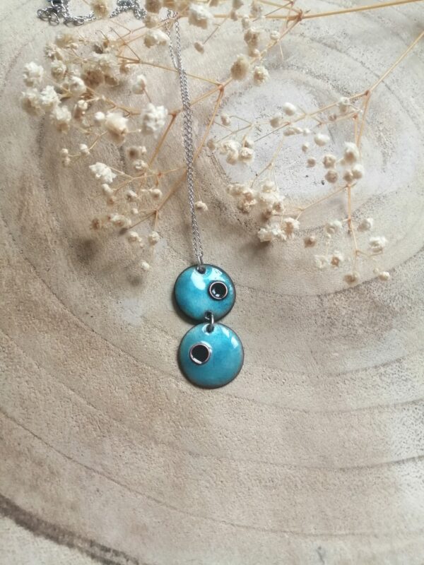 Pendentif double rond bleu turquoise (-40%)
