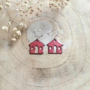 Boucles d'oreilles maison rose