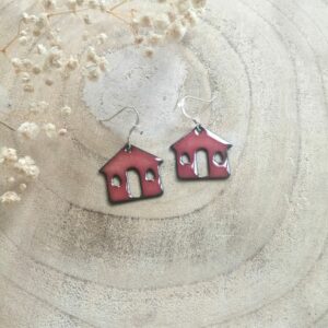 Boucles d'oreilles maison rose