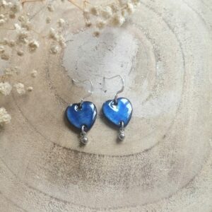 Boucles d'oreilles cœur bleu