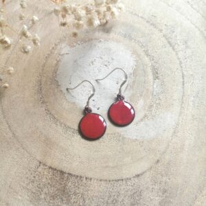 Boucles d'oreilles petit rond rouge