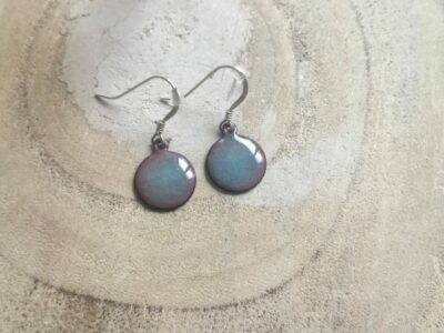 Boucles d'oreilles petit rond bleu-vert clair