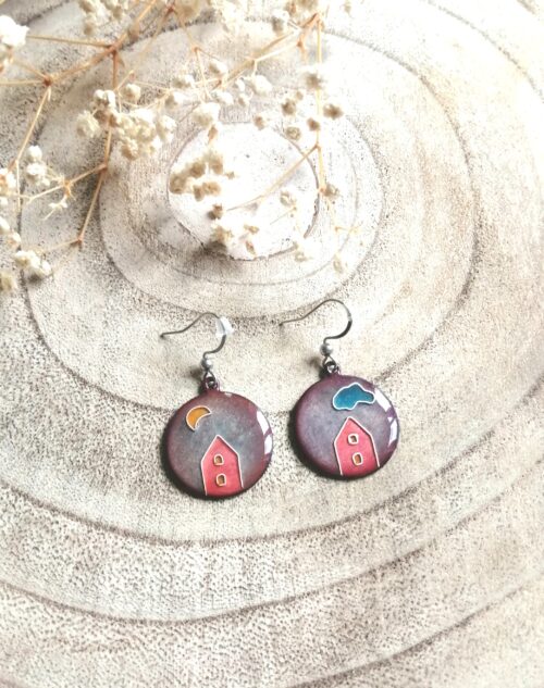 Boucles d'oreilles "La maison rose"