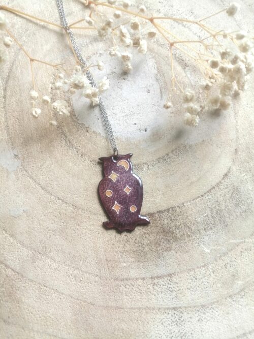 Pendentif hibou "dans les étoiles"