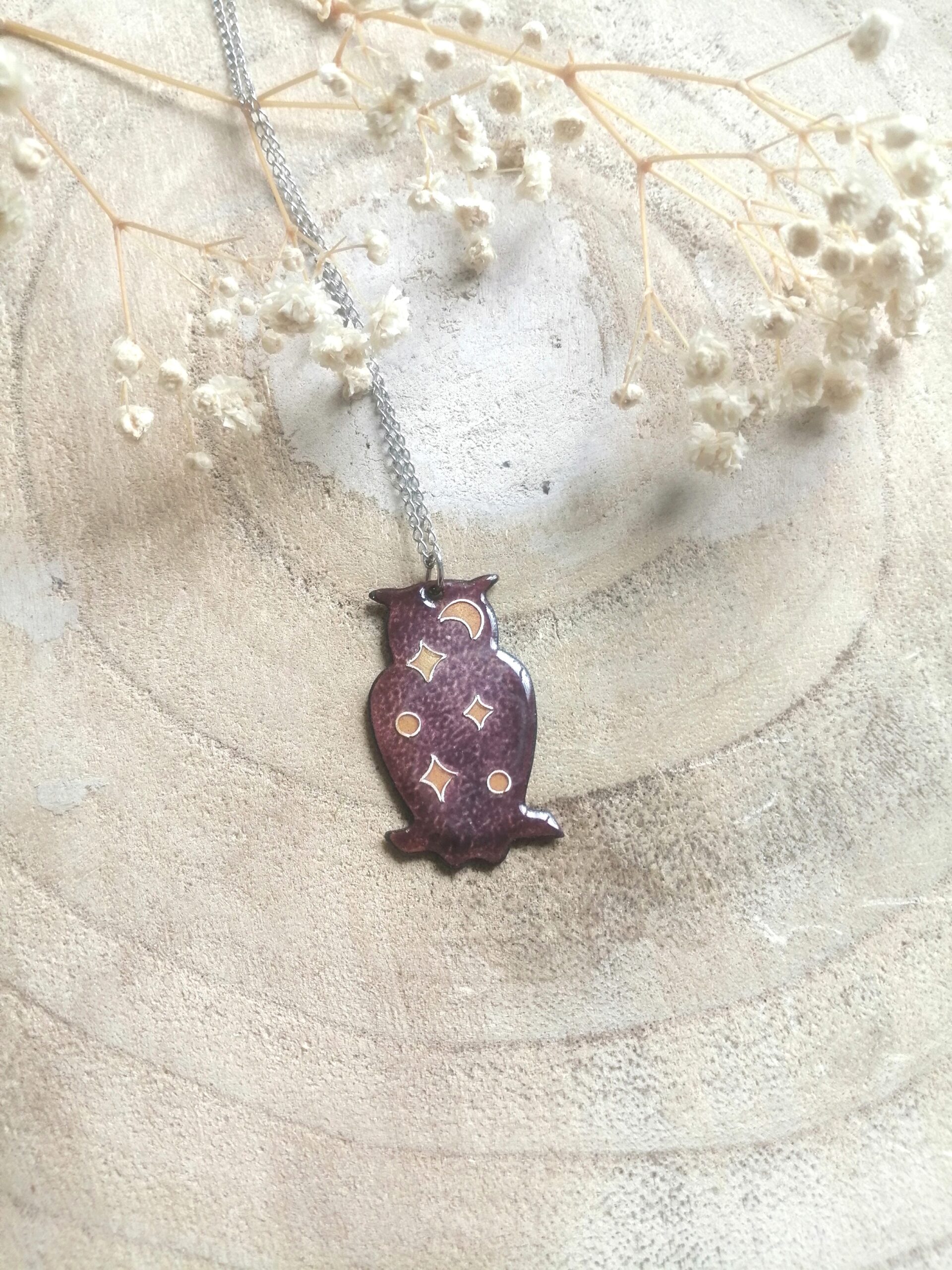 Pendentif hibou "dans les étoiles"