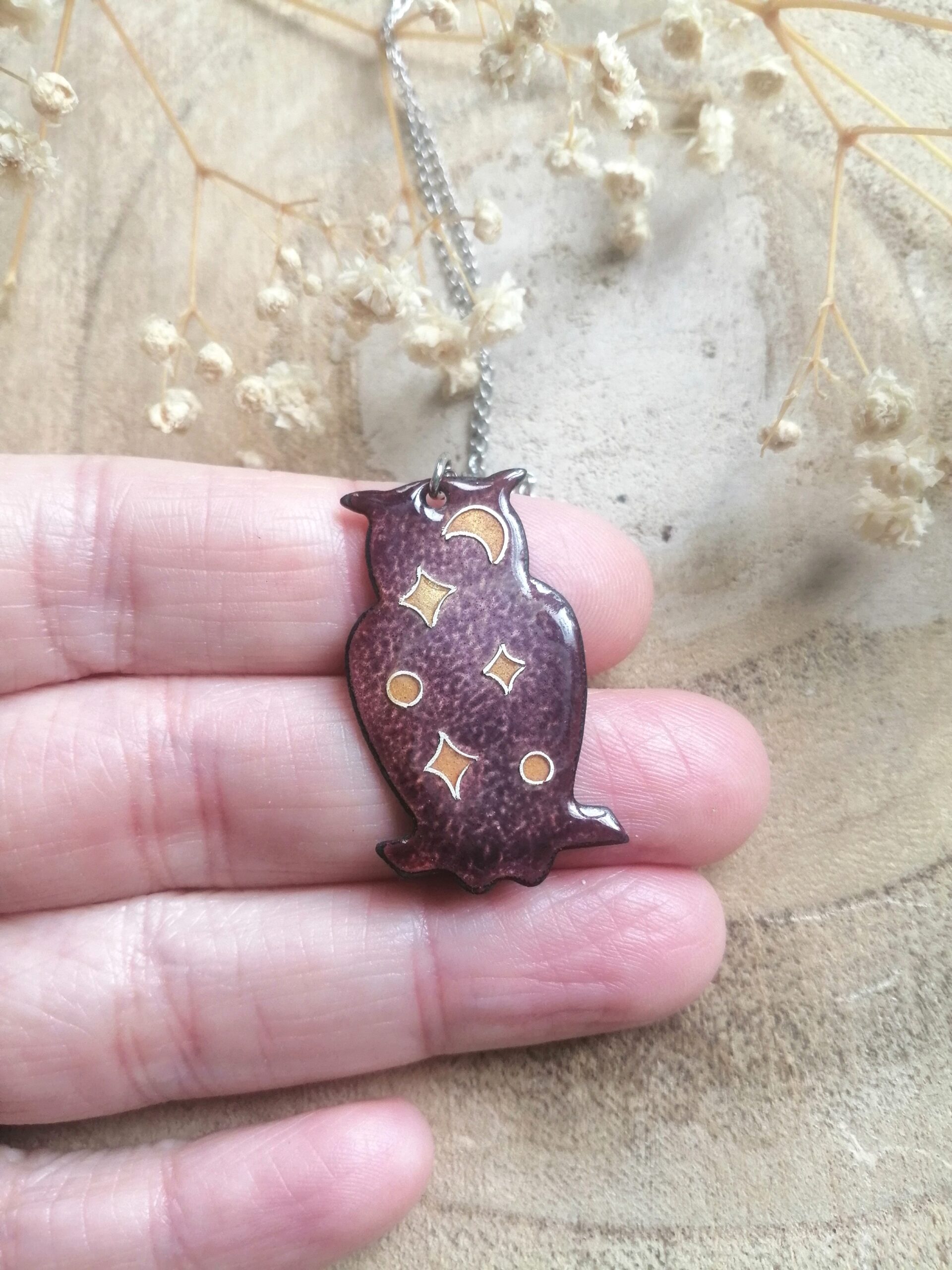 Pendentif hibou "dans les étoiles" – Image 3